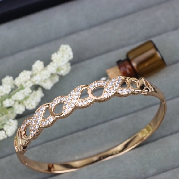 Rose Gold Bangle with Infinity Design and Sparkling Stones, XPBL0456 - Picture 10 of 12